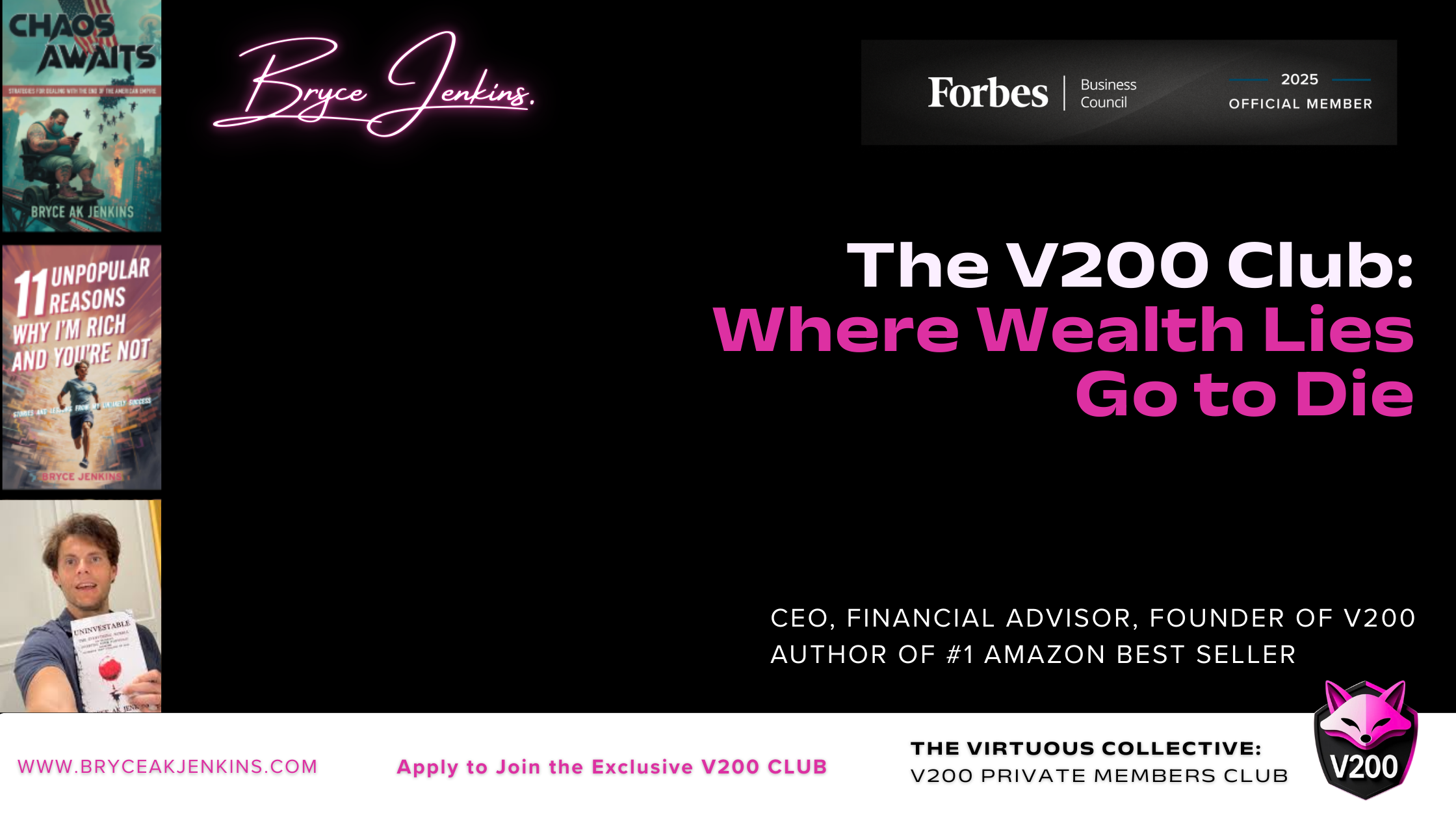 Cover image for the V200 Club by Bryce Jenkins: Dismantling Wealth Lies & Building Disciplined Investors